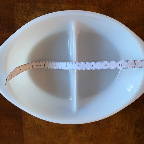 Corningware Kitchen Blue Flower Divided Milk Glass Casserole Dish